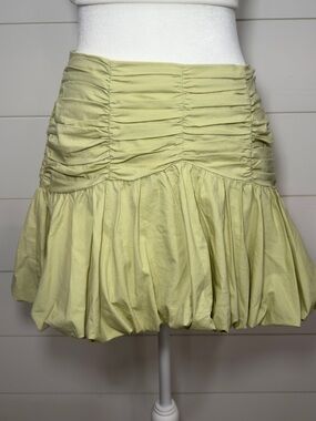 Express High Waisted Ruched Bubble Hem Mini Skirt